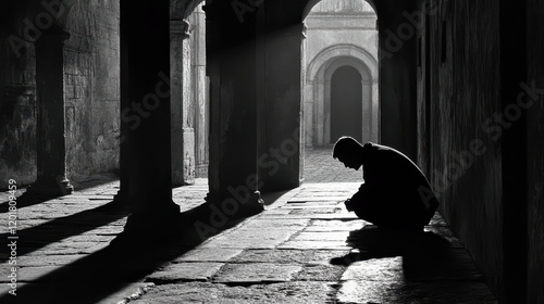 Solitary reflection in a tranquil corridor  photo