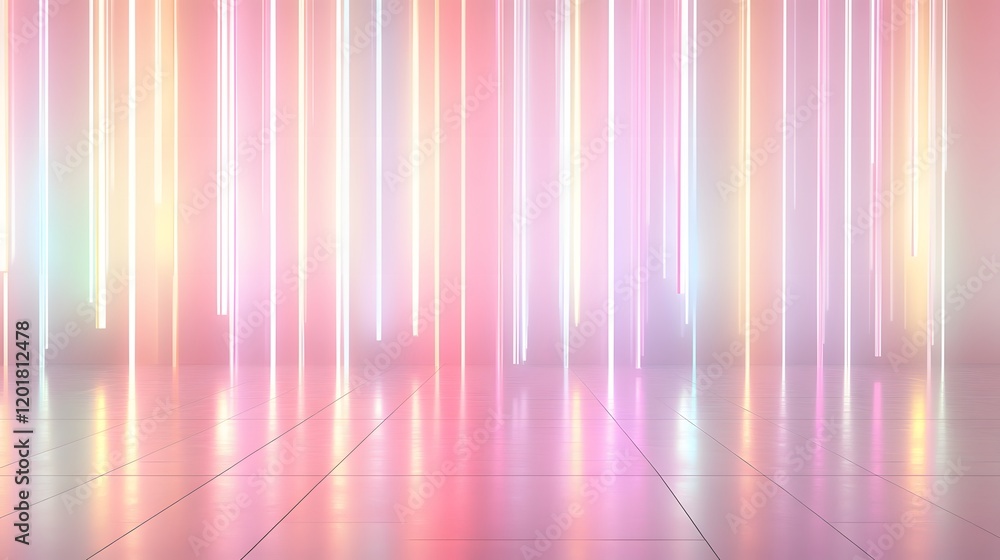 Pastel Neon Lights Illuminate Polished Floor Pastel Neon Lights Illuminate Polished Floor
