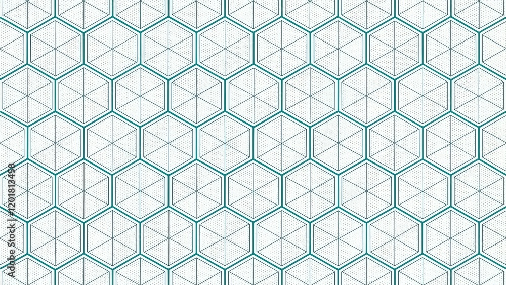 Abstract Teal Hexagonal Geometric Pattern Design with Dotted Background Abstract Teal Hexagonal Geometric Pattern Design with Dotted Background