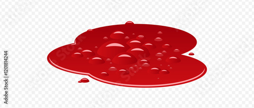 Blood spilled or paint. Puddle of blood. Fresh blood. Puddle of red paint. Site of occurrence. Crime scene. Drops blood
