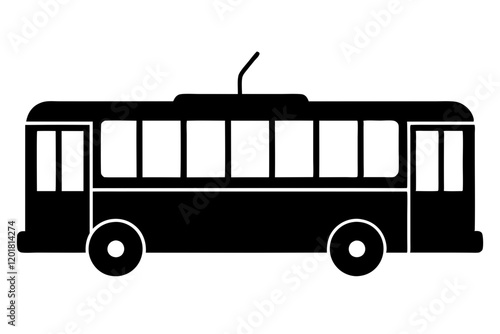 Trolleybus Vector Icon - Silhouette Design Illustration for Web & Print