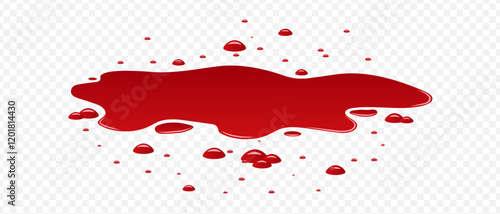Blood spilled or paint. Puddle of blood. Fresh blood. Puddle of red paint. Site of occurrence	
