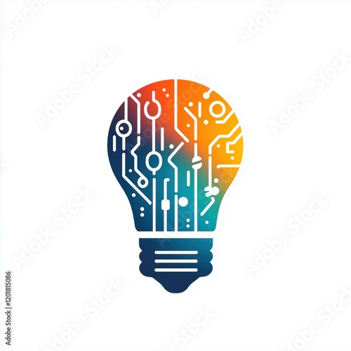 Stylish tech logo in vibrant colors, representing technological innovations