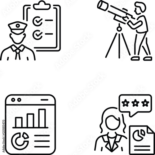 Pack of Linear Report and Research Icons 

