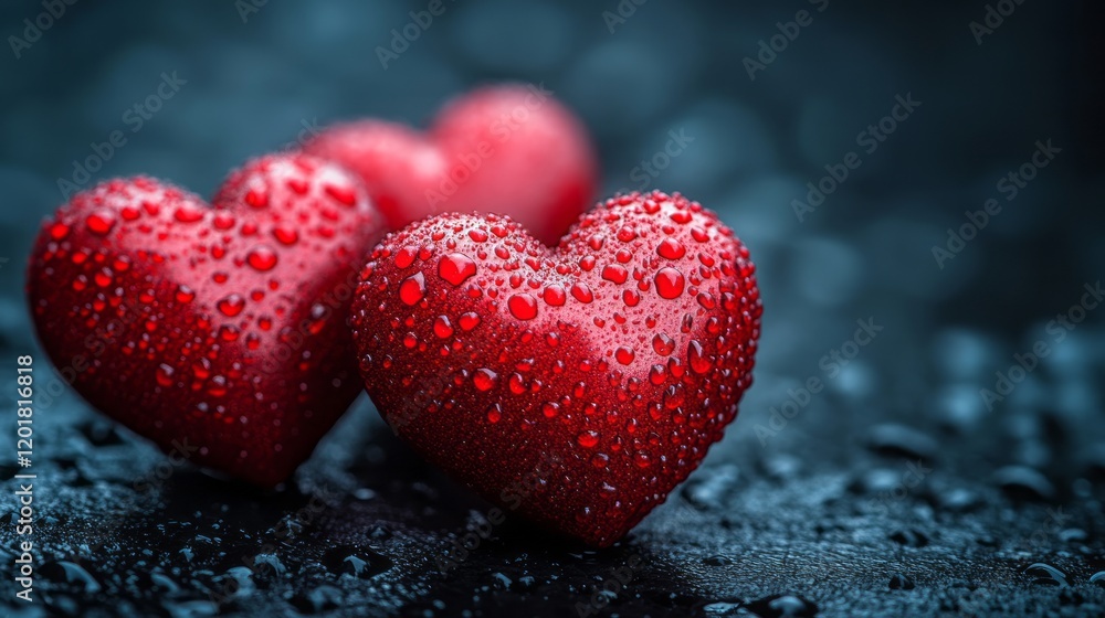 Valentine blurred background with red hearts Valentine blurred background with red hearts