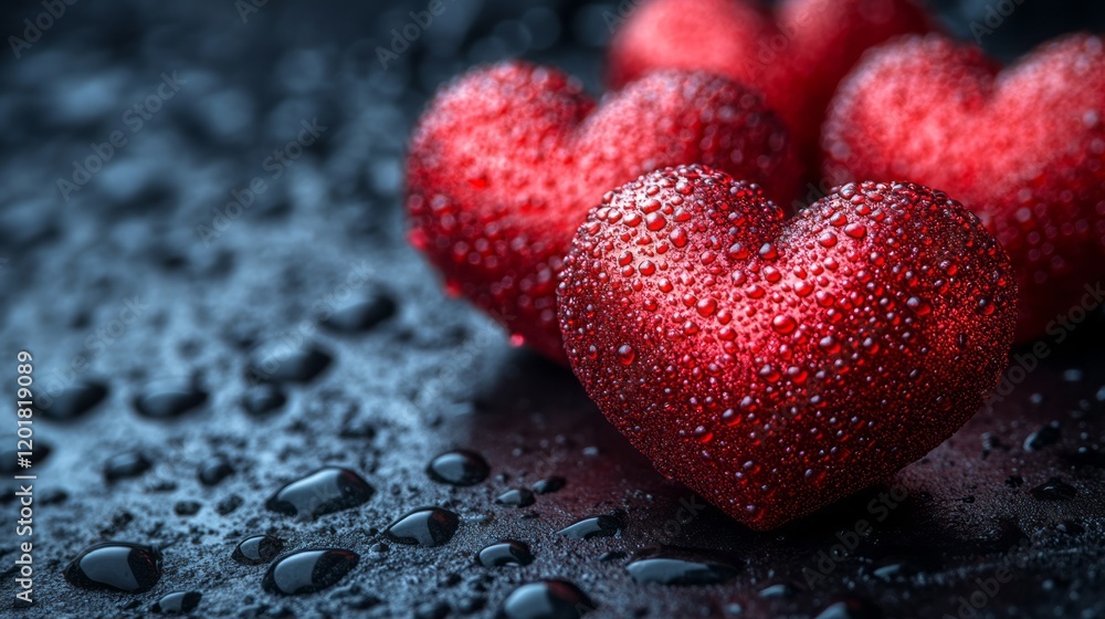 Valentine blurred background with red hearts Valentine blurred background with red hearts