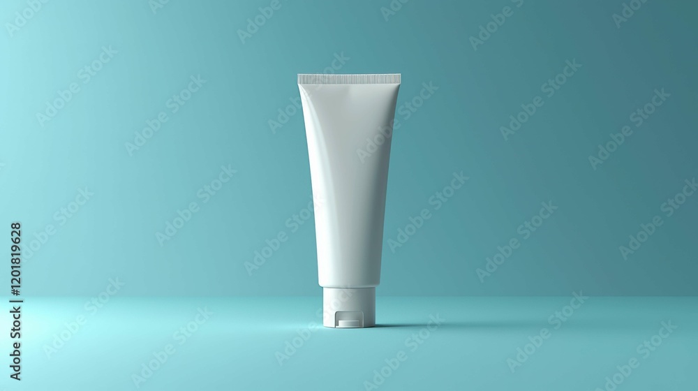 A minimalist skincare tube mockup displayed against a soft blue background, emphasizing the product's design and elegance. A minimalist skincare tube mockup displayed against a soft blue background, emphasizing the product's design and elegance.