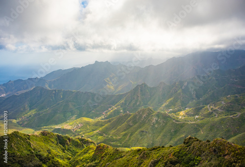 Aerial view to Anaga Mountains Taganana Tenerife, Canary island resort photo