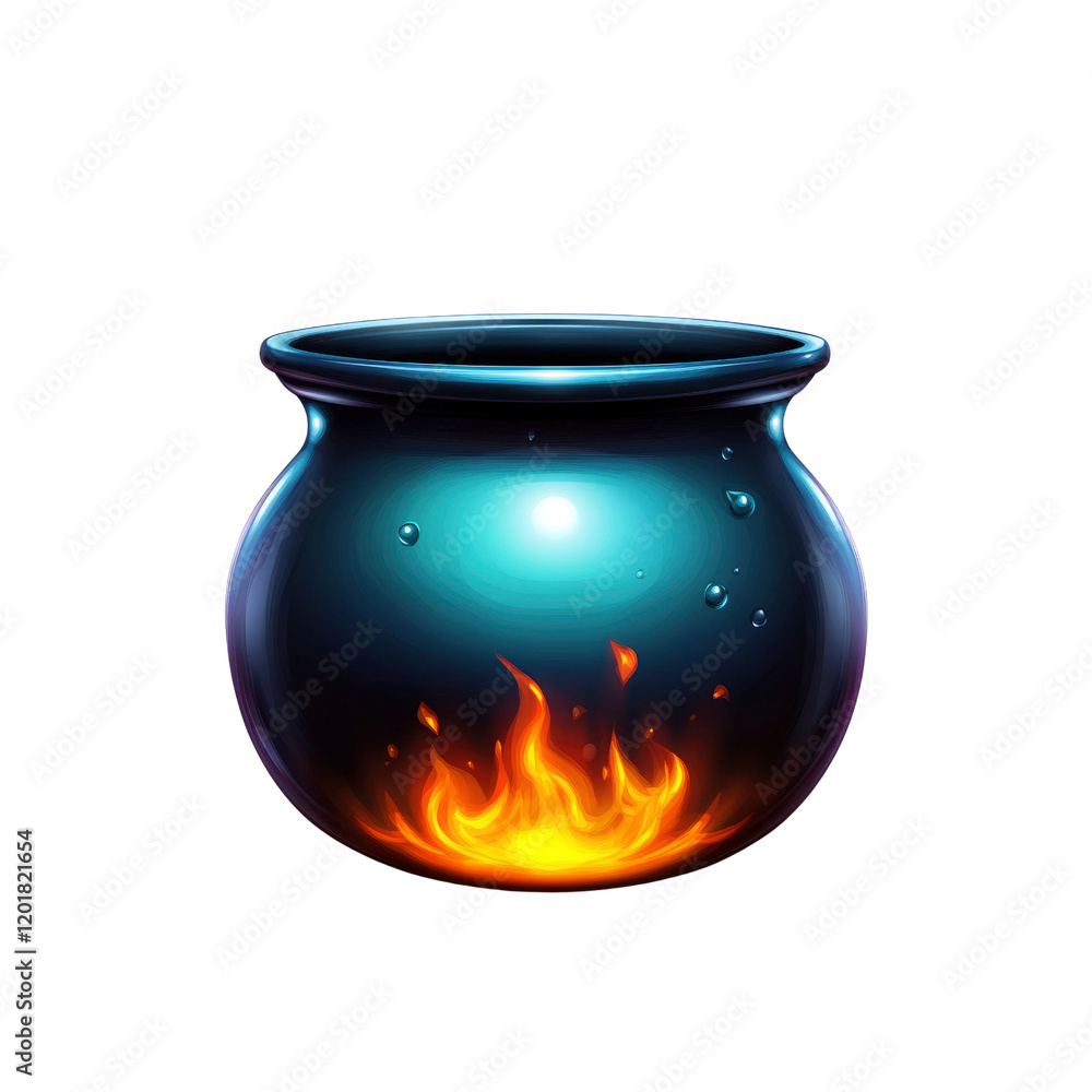 Glowing Cauldron with Fire - Fantasy Game Asset Glowing Cauldron with Fire - Fantasy Game Asset