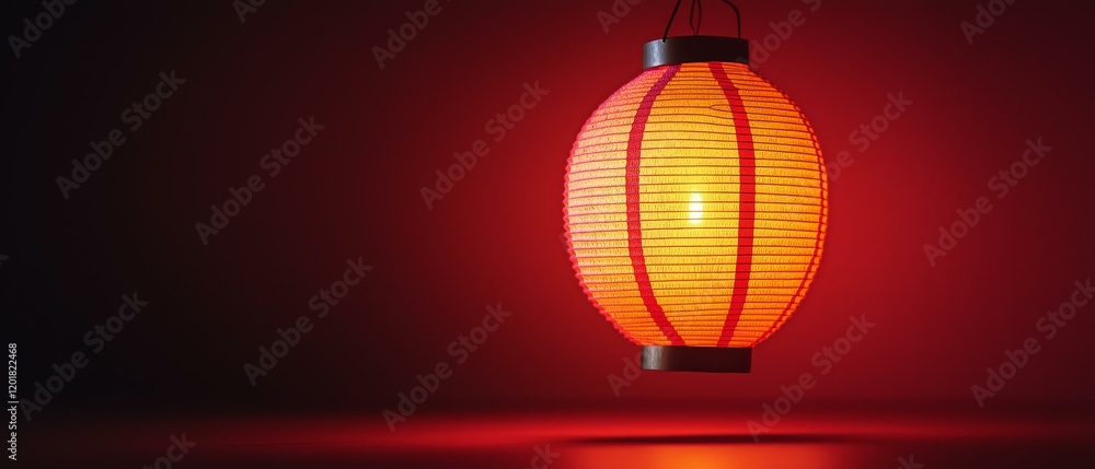 Obraz premium Red Lantern Illumination, Vintage Lighting, East Asian Style, Home Decoration, Candlelight Ambiance