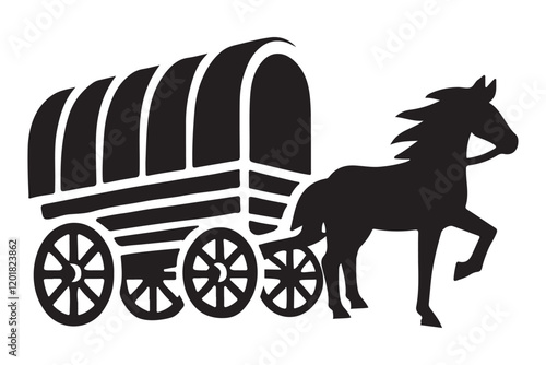 Silhouette of a Classic Horse Drawn Wagon