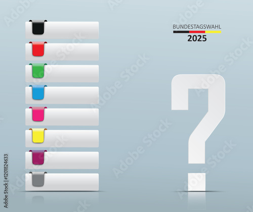 Infografik Wahlumfrage Bundestagswahlen 2025 mit Tabs für die jeweiligen Parteien