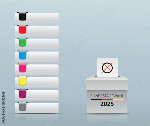 Infografik Bundestagswahlen 2025 mit Tabs für die jeweiligen Parteien