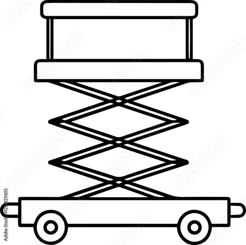 scissor lift machine outline vector illustration