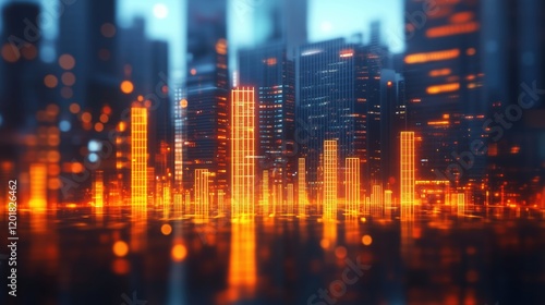 Wallpaper Mural City skyline with glowing orange lights during twilight showcasing modern architecture and vibrant urban atmosphere Torontodigital.ca