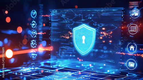 Zero-trust networking enforces security. Access is granted through strict policies. Digital Technology Security Shield for Cyber Protection