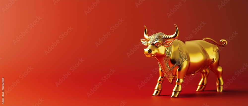 Fototapeta premium Gold Bull Statue Illustration