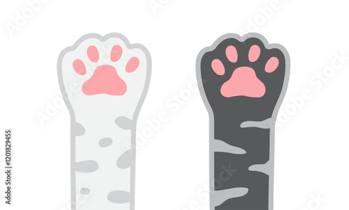 Cat paw. Cat raise hand up. Foot print sign. Character cartoon doodle. Vector illustration