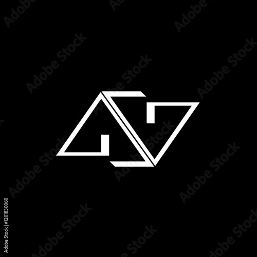 Abstract letter N logo with arrows pointing down and up