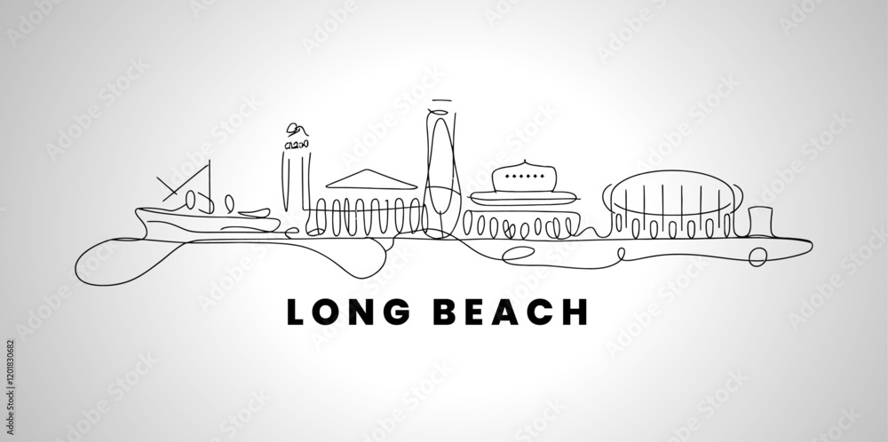 Obraz premium Long Beach city skyline vector art