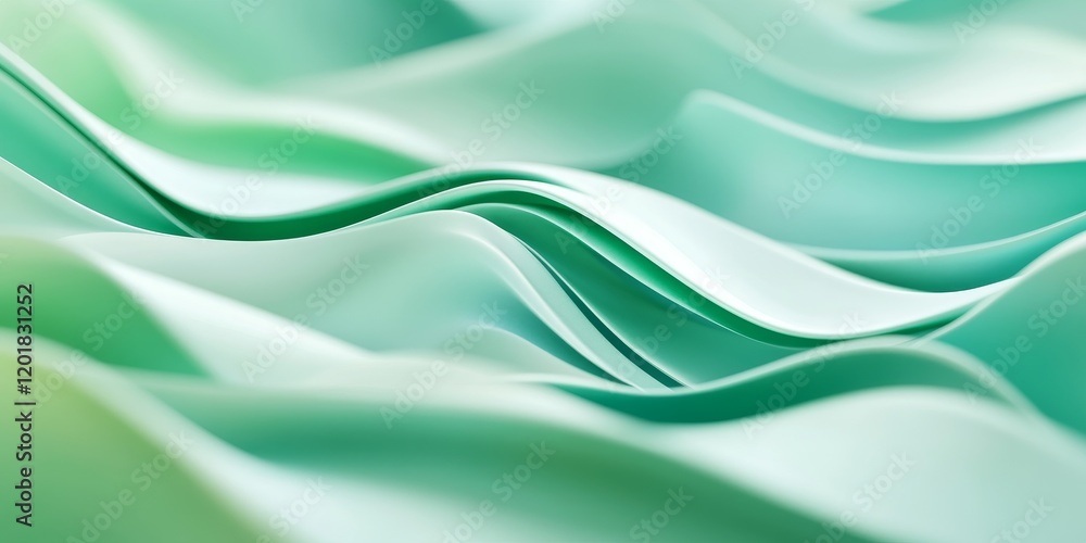 Fototapeta premium Abstract Green Waves Modern Minimalist Background with Soft Flowing Curves and Gentle Gradients