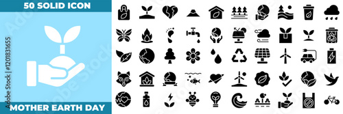 Mother Earth Day Solid Editable Icons set