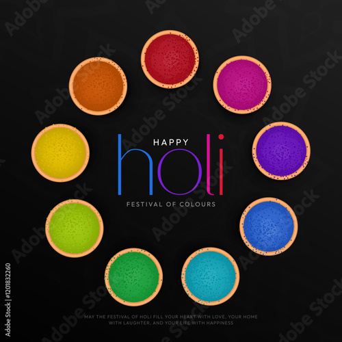 Happy holi text festival of colours creative social media post illustration. Creative Holi Text design. Creative vector illustration of abstract colorful Happy Holi background design.