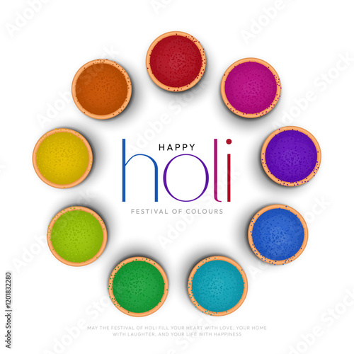 Happy holi text festival of colours creative social media post illustration. Creative Holi Text design. Creative vector illustration of abstract colorful Happy Holi background design.