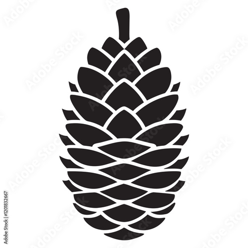 Black silhouette vector icon of a pine cone
