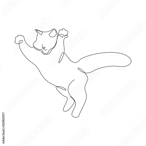 Line Art Cat or Kitten Drawing for wall decoration