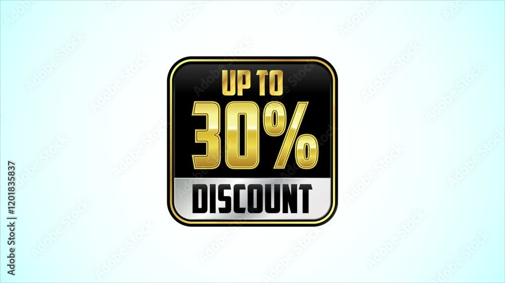 Up to 30 percent discount offer sign animation. Special offer symbol. Discount promotion Up to 30 percent discount offer sign animation. Special offer symbol. Discount promotion