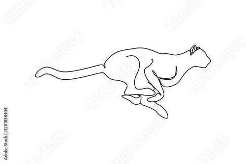 tiger hunt pose line art drawing