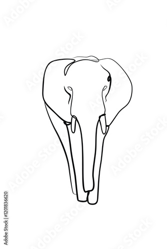 Elephant vector line drawing art for wall decoration