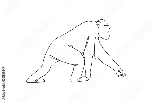 Primates simple line art drawing for interior decoration of the wall