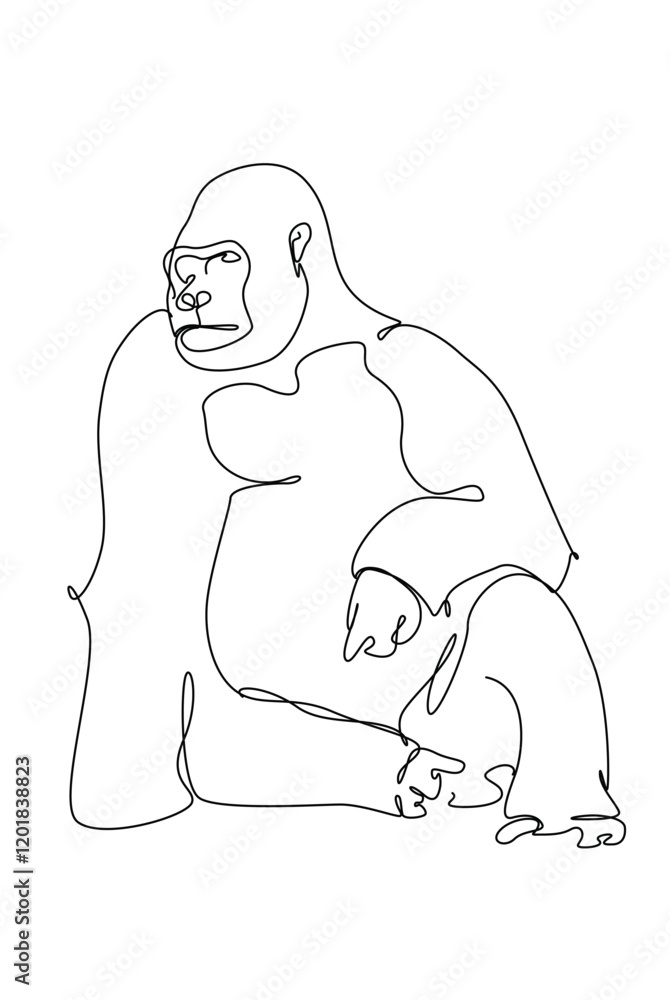 Obraz premium Primates simple line art drawing for interior decoration of the wall