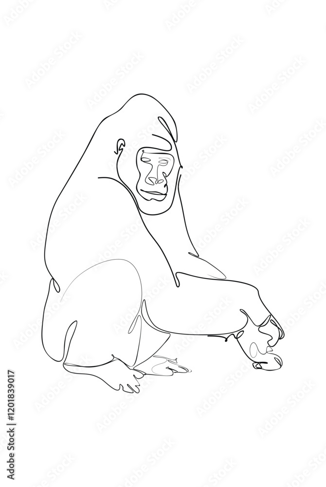 Primates simple line art drawing for interior decoration of the wall Primates simple line art drawing for interior decoration of the wall