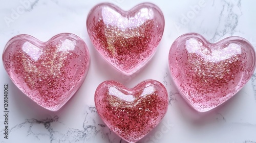 Valentine's Day Glitter Pink Hearts, Generative AI,