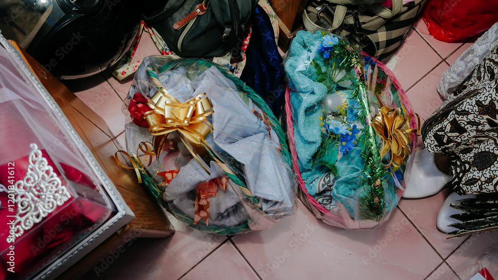 Fototapeta premium various cloth in parcels, gifts