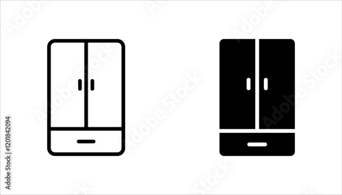 Cupboard icon set. Vector illustration for web design, mobile app, and UI. Isolated on white background.