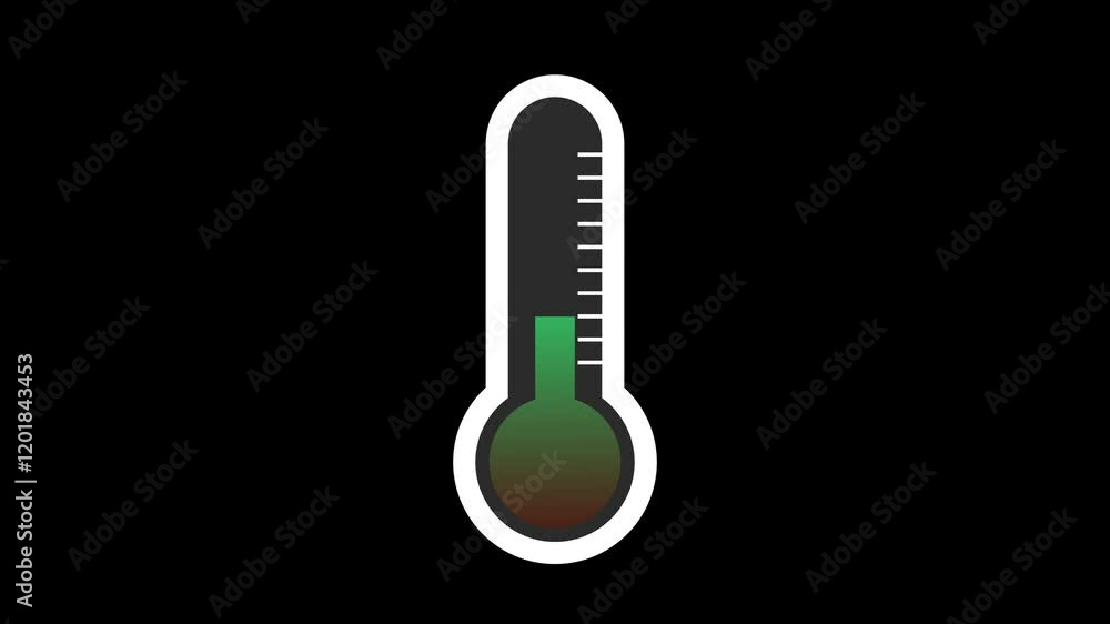 Temperature thermometer icon animation with black background. Temperature thermometer icon animation with black background.