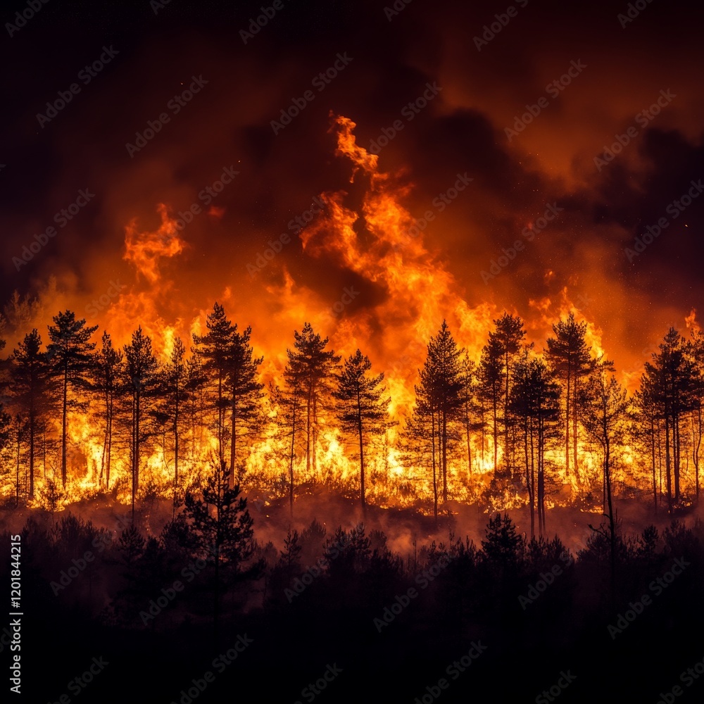A dramatic image of a rainforest on fire, symbolizing environmental destruction. Ideal for climate awareness projects. A dramatic image of a rainforest on fire, symbolizing environmental destruction. Ideal for climate awareness projects.