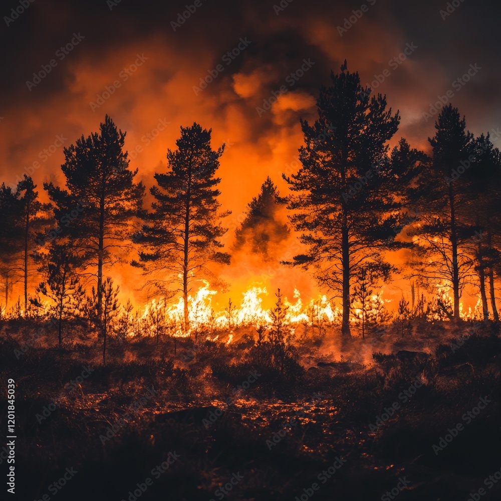 A dramatic image of a rainforest on fire, symbolizing environmental destruction. Ideal for climate awareness projects. A dramatic image of a rainforest on fire, symbolizing environmental destruction. Ideal for climate awareness projects.