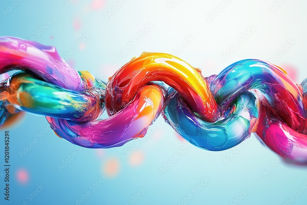 Obraz premium A colorful chain with a red and yellow link