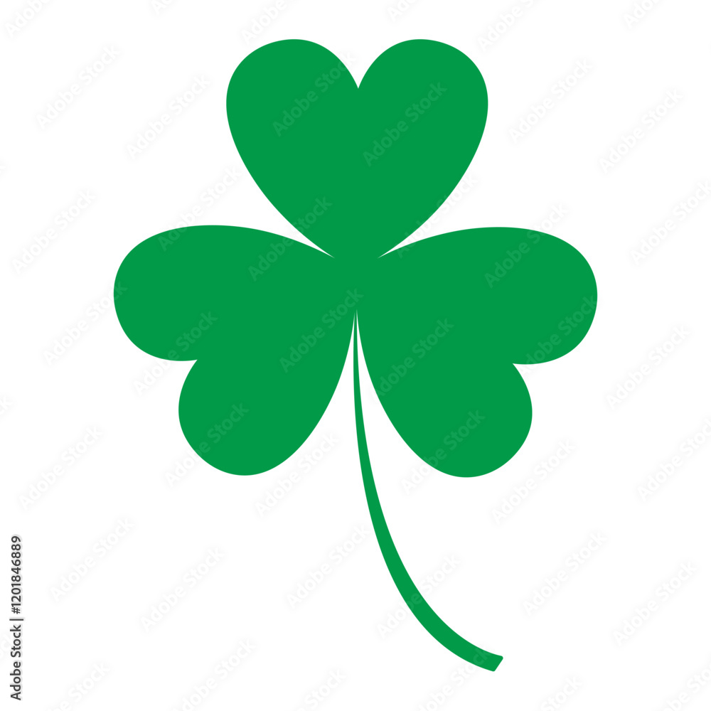 Shamrock, three clover leaf isolated on white background.St Patricks day icon symbol vector graphic illustration. Shamrock, three clover leaf isolated on white background.St Patricks day icon symbol vector graphic illustration.