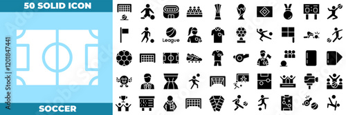 Soccer Solid Editable Icons set