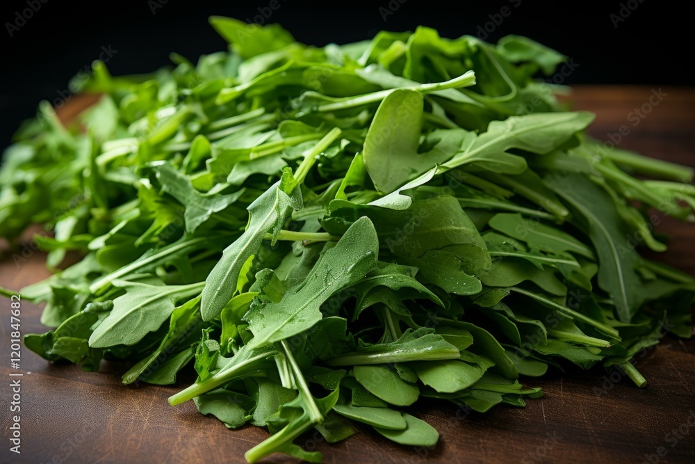 Fototapeta premium Fresh arugula leaves are ready for a healthy salad or culinary creation