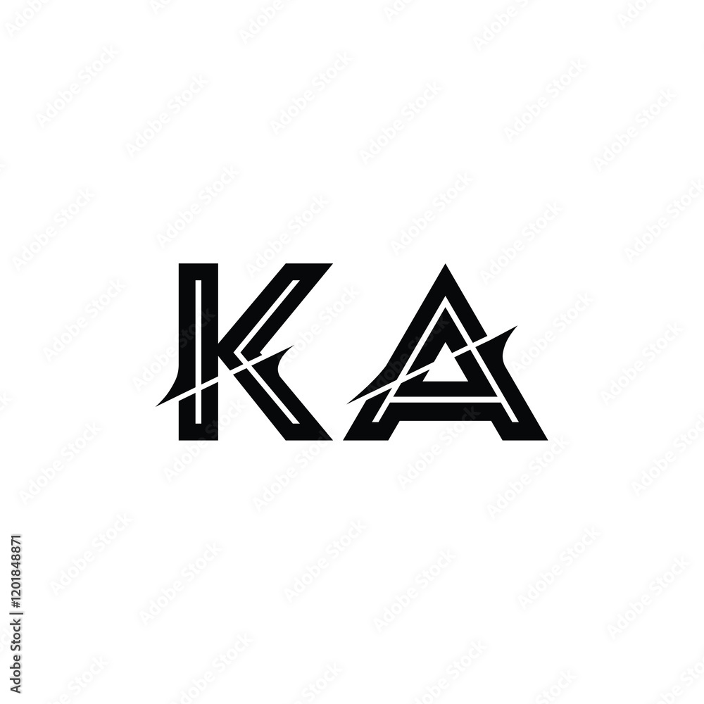 Ka monogram logo design letter text name symbol monochrome logotype alphabet character simple logo
