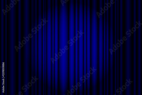 Blue velvet curtain on stage. Closed curtain in circus, theater or cinema. Background with spotlight. Vector illustration