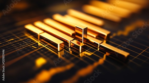 Wallpaper Mural A close-up of a D gold bar chart on a digital screen, with gleaming gold bars rising from a grid, representing financial or investment data with a luxurious touch. Torontodigital.ca