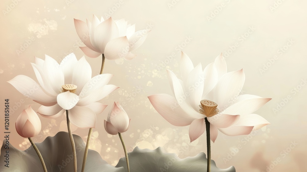 Obraz premium Background with lotus flowers 